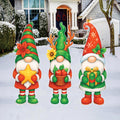 Christmas Gnome Yard Decorations, Holiday Porch Decor Outdoor Set, Winter Lawn Stakes with Gift Basket Star, Xmas Garden Decorations