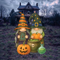 Halloween Gnome Yard Sign with Stakes, Witch and Wizard Lawn Decoration with Pumpkin and Cauldron, Outdoor Garden Decor for Fall Party