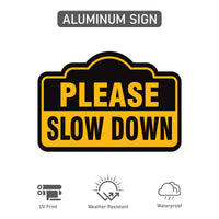 Please Slow Down Yard Sign with 16" Stake, Rust-Free Aluminum Drive Safely Sign, Outdoor Traffic Warning Sign for Neighborhoods and Yards