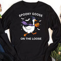 Spooky Goose Long Sleeve Shirt, Witchy Silly Goose Halloween Tee