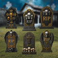 RIP Tombstone Halloween Yard Signs with Fiberglass Stakes, Outdoor Grave Marker Decorations for Spooky Cemetery Lawn or Haunted House Décor