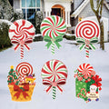 Christmas Candy Yard Signs, Lollipop Holiday Lawn Decorations with Stakes, Waterproof Outdoor Xmas Garden Patio Porch Walkway Party Décor