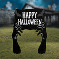 Happy Halloween Yard Sign, Scary Black Hand Silhouette Stake, Spooky Garden Decoration, Outdoor Halloween Lawn Decor with Creepy Bat Design