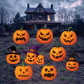 Halloween Pumpkin Yard Stakes with Witch Hats, Outdoor Lawn Signs with Stakes, Spooky Garden Decorations, Halloween Party Yard Props