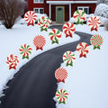 Peppermint Candy Christmas Yard Signs, Outdoor Lawn Decorations with Stakes and Bows, Waterproof Holiday Garden Pathway Walkway Xmas Décor