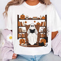 Halloween Ghost Book Reading Shirt, Retro Bookish Halloween Shirt, Boo Ghost School Tee