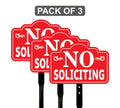 3 Pack Red No Soliciting Yard Sign with 16