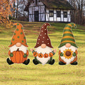 Fall Gnome Yard Signs Set of 3, Thanksgiving Garden Stakes with Pumpkin and Sunflower, Autumn Outdoor Gnome Decor for Lawn and Porch