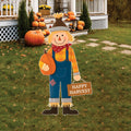 Scarecrow Fall Yard Sign, Happy Harvest Thanksgiving Outdoor Decoration, Pumpkin Garden Stake, Autumn Porch Lawn Decor with Cute Scarecrow