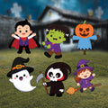 Halloween Kids Yard Signs Set, Cute Outdoor Lawn Decorations with Ghost, Witch, Dracula, Frankenstein, Pumpkin, Reaper, Party Stakes