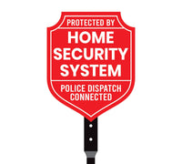 2 Pack Protected by Home Security System Yard Sign with 16" Stake, Shield Shape Rust-Free Aluminum Warning Sign, UV Protected Alarm Sign