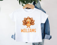 Football Custom Name Toddler Shirt, Personalized Turkey Kids Shirt, Thanksgiving Kids Tee