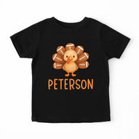 Football Custom Name Toddler Shirt, Personalized Turkey Kids Shirt, Thanksgiving Kids Tee