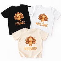 Football Custom Name Toddler Shirt, Personalized Turkey Kids Shirt, Thanksgiving Kids Tee