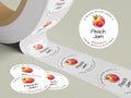 Personalized Peach Jam Roll Labels, Custom Peach Jam Product Stickers, Business Peach Jam Labels for Jars, Peach Jam Canning, Lid Stickers