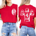 Personalized Football Shirt, Custom Name Football Shirt, Quarterback Silhouette Tee, Front Back