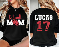 Custom Football Mom Shirt, Name and Number Football Shirt, Personalized Football Mom Tee, Front Back