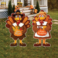 Thanksgiving Turkey Yard Signs, Autumn Harvest Lawn Decorations with Stakes, Happy Thanksgiving Outdoor Garden Patio Pathway Fall Décor