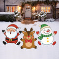 Santa Reindeer Snowman Yard Signs, Cute Christmas Lawn Decorations with Stakes, Waterproof Outdoor Holiday Garden Patio Pathway Décor