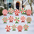 Peppermint Candy Christmas Yard Signs, Outdoor Lawn Decorations with Stakes and Bows, Waterproof Holiday Garden Pathway Walkway Xmas Décor