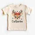 Personalized Girls Christmas Shirt, Custom Reindeer Name Toddler Shirt, Custom Retro Xmas Girls Tee, Unisex Shirt, Cute Holiday Girls Gifts