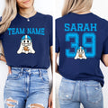 Custom Football Team Shirt, Personalized Jersey Name & Number Shirt, Ghost Mascot Sports Tee, Front Back
