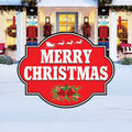 Merry Christmas Yard Sign, Outdoor Holiday Lawn Decoration with Stakes, Red Christmas Plaque Waterproof Garden Patio Walkway Xmas Décor