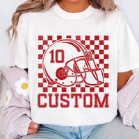 Custom Checkered Football Name and Number Shirt, Custom Football Shirt, Personalized Football Player Gift Tee
