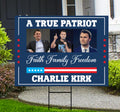 Justice for Charlie Yard Sign, A True Patriot Charlie Kirk Sign, Charlie Kirk Is My Hero Sign, Charlie Kirk Freedom Sign with Metal H-Stake