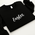Custom Embroidered Team Name Sweatshirt, School Mascot Hoodie, Personalized Mascot Shirt, Custom Spirit Wear Long Sleeve Shirt