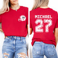 Custom Team Name and Number Football Shirt, Personalized Football Jersey Shirt, Custom Football Tee, School Varsity Team Tee, Front Back
