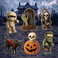 Halloween Yard Signs, Mummy Skeleton Pumpkin Cat Monster Lawn Decorations with Stakes, Large Scary Outdoor Haunted Garden Holiday Décor