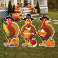Thanksgiving Turkey Yard Signs, Harvest Outdoor Lawn Decorations with Stakes, Fall Gobble Garden Patio Pathway Holiday Décor for Home