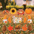 Fall Yard Signs, Autumn Harvest Lawn Decorations with Stakes, Pumpkin Gnome Sunflower Maple Leaf Outdoor Patio Garden Thanksgiving Décor