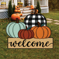 Fall Pumpkin Welcome Yard Sign, Rustic Farmhouse Lawn Decoration with Stakes, Autumn Harvest Outdoor Thanksgiving Porch Garden Décor