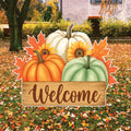 Fall Pumpkin Welcome Yard Sign, Autumn Harvest Lawn Decorations with Stakes, Rustic Sunflower Maple Leaf Outdoor Thanksgiving Porch Décor