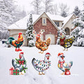 Christmas Chicken Yard Signs, Cute Outdoor Holiday Lawn Decorations with Stakes, Waterproof Xmas Garden Patio Pathway Winter Décor