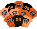 Custom Basketball Softball Halloween Shirt, Inmate Matching Halloween Sport Shirt, Team Halloween Costume Tee with Player Number