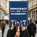 No Kings In America Protest Sign, Anti-Trump Resistance, Democracy Not Oligarchy Political Activist Poster Resist Fascism Rally Sign