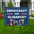 No Kings In America Yard Sign - Democracy Not Oligarchy Lawn Sign, Anti-Trump, Resist Racism, Resist Fascism Yard Sign with Metal H-Stake