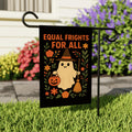 Equal Frights For All Halloween Ghost Garden Flag, Resist Fascism Anti-Trump Political Protest, Ghost Pumpkin Equality Social Justice Flag