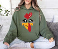 Custom Funny Turkey Face Hoodie, Personalized Name Thanksgiving Shirt, Group Hoodie