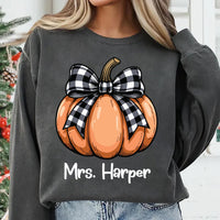 Teacher Halloween Shirt, Custom Halloween Teacher Shirt, Coquette Pumpkin Tee