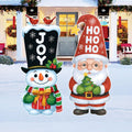 Christmas Yard Signs, Santa and Snowman Outdoor Lawn Decorations with Stakes, Festive Xmas Pathway Walkway Winter Holiday Garden Décor