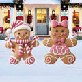 Gingerbread Boy and Girl Christmas Yard Signs, Xmas Lawn Decorations with Metal Stakes, Outdoor Holiday Pathway Garden Winter Porch Decor