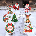 Christmas Yard Signs with Stakes, Outdoor Santa Reindeer Snowman Tree Wreath Décor, Cute Xmas Party Lawn Garden Holiday Decorations
