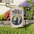 Subtle Anti-Trump Good Trouble Halloween Protest Garden Flag, Feminist Witch, Resist Fascism Yard Flag, Subtle Harvest Fall Outdoor Flag