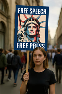 Free Speech Free Press Protect Democracy Protest Sign, Anti-Trump, Political Activist Rally Sign, Resist Racism, Resist Fascism Poster