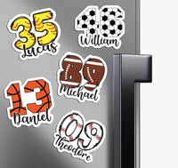 Personalized Football Basketball Soccer Softball Baseball Number Locker Magnet, Custom Jersey Number School Magnet, Team Player Magnet Sign