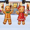 Christmas Gingerbread Yard Signs, Outdoor Boy Girl Lawn Decorations with Stakes, Winter Holiday Garden Porch Farmhouse Xmas Décor Ornaments